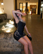 Alberna Black Bandage One-piece Dress