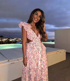 Marisol | Halterneck Floral Backless Maxi Dress