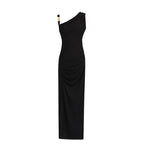 Eleg Satin Maxi Dress-Black
