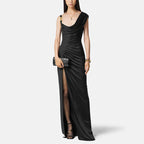 Eleg Satin Maxi Dress-Black