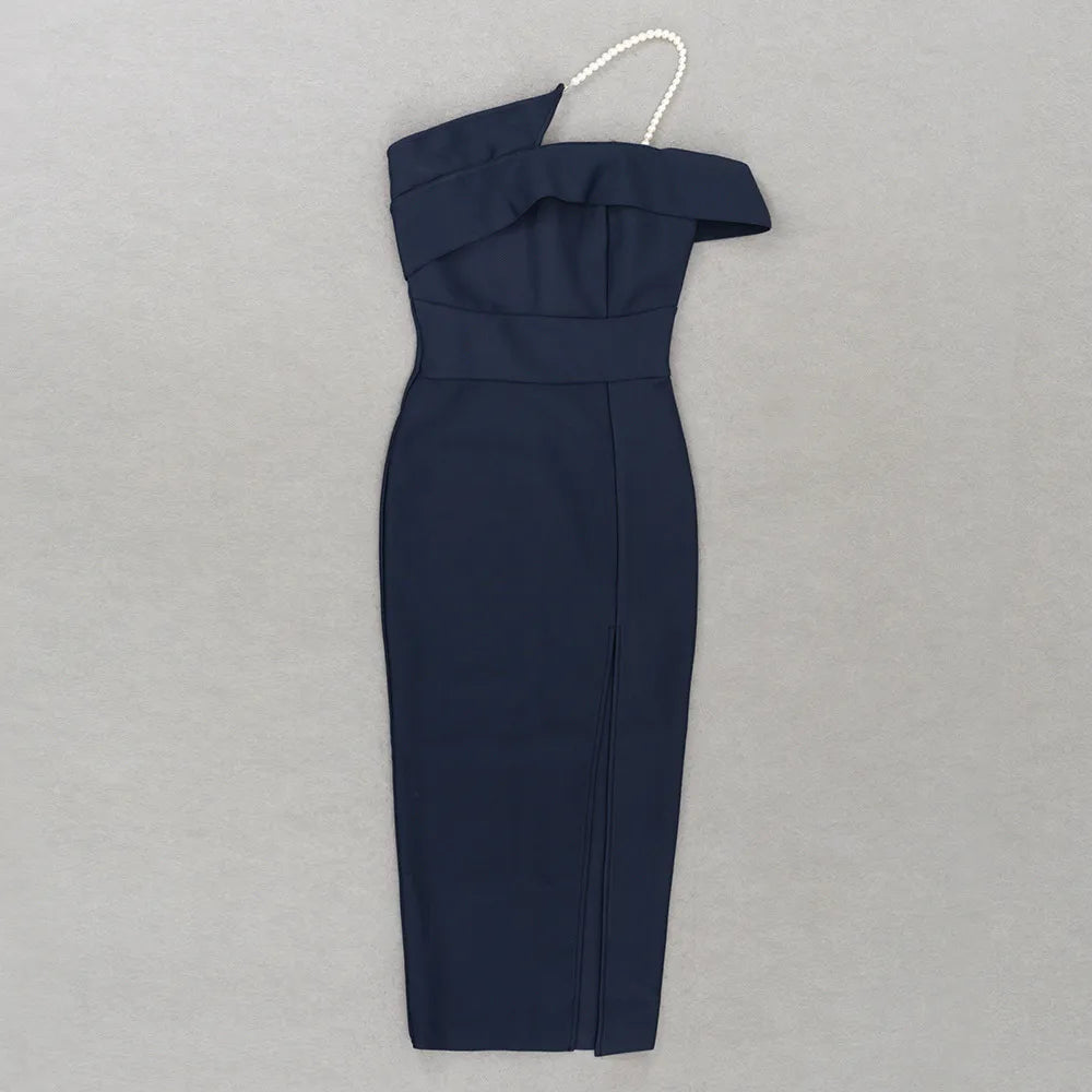Belika Slit One shoulder Midi Bandage Dress
