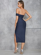 Belika Slit One shoulder Midi Bandage Dress