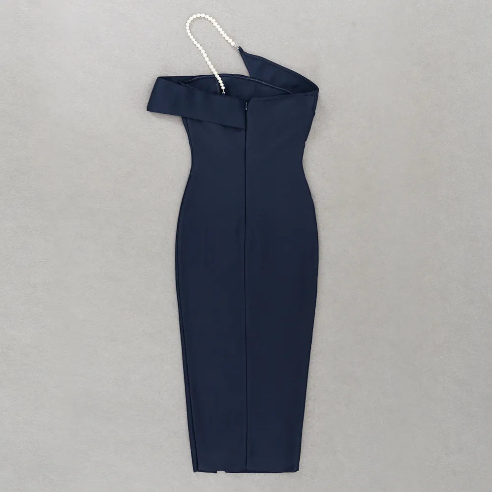 Belika Slit One shoulder Midi Bandage Dress