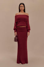 Athena Elegant Burgundy Dress-Set
