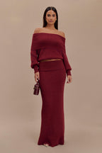 Athena Elegant Burgundy Dress-Set