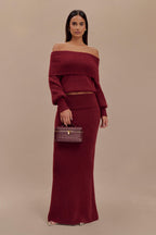 Athena Elegant Burgundy Dress-Set