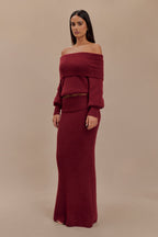 Athena Elegant Burgundy Dress-Set