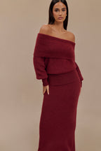 Athena Elegant Burgundy Dress-Set