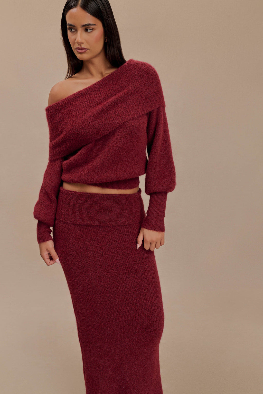 Athena Elegant Burgundy Dress-Set