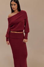 Athena Elegant Burgundy Dress-Set