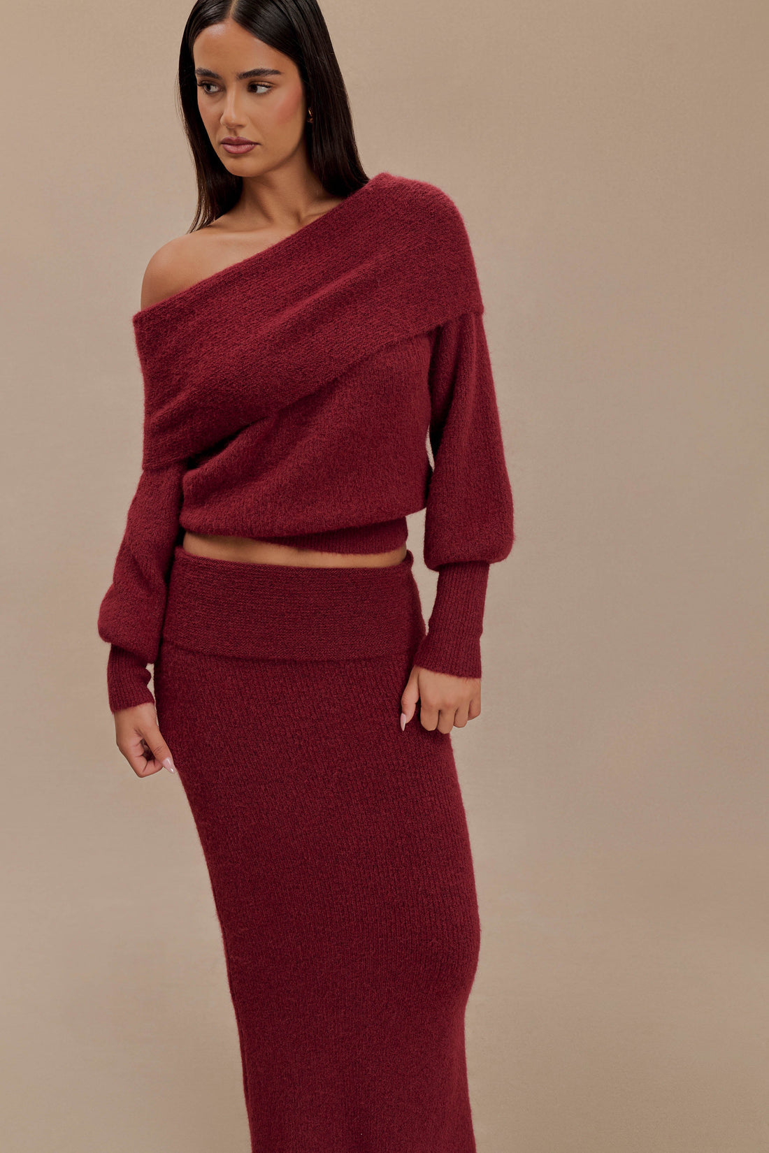 Athena Elegant Burgundy Dress-Set