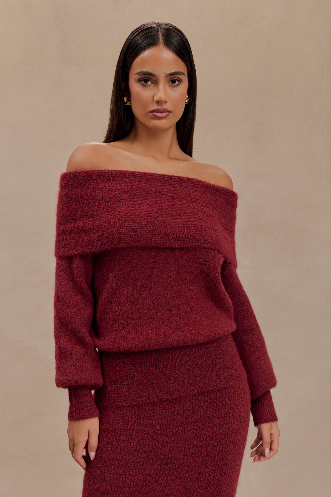 Athena Elegant Burgundy Dress-Set
