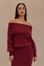 Athena Elegant Burgundy Dress-Set