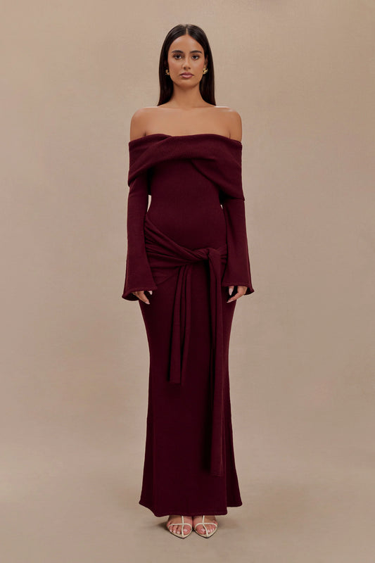 Charmora Off Shoulder Tie Maxi Dress