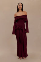Charmora Off Shoulder Tie Maxi Dress
