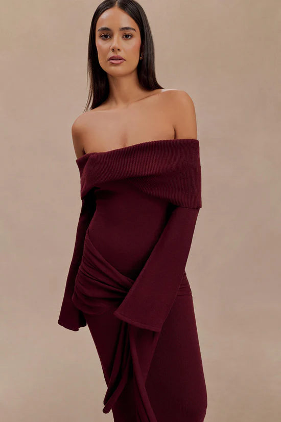Charmora Off Shoulder Tie Maxi Dress