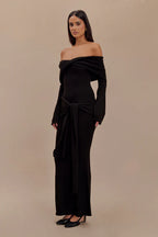Charmora Off Shoulder Tie Maxi Dress