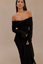 Charmora Off Shoulder Tie Maxi Dress