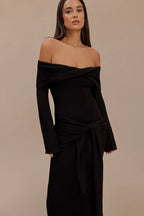 Charmora Off Shoulder Tie Maxi Dress