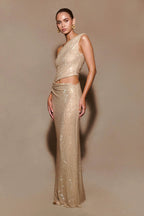 ALLURE SPARKLE CUTOUT MAXI WEDDING DRESS (Copy) Aclosy