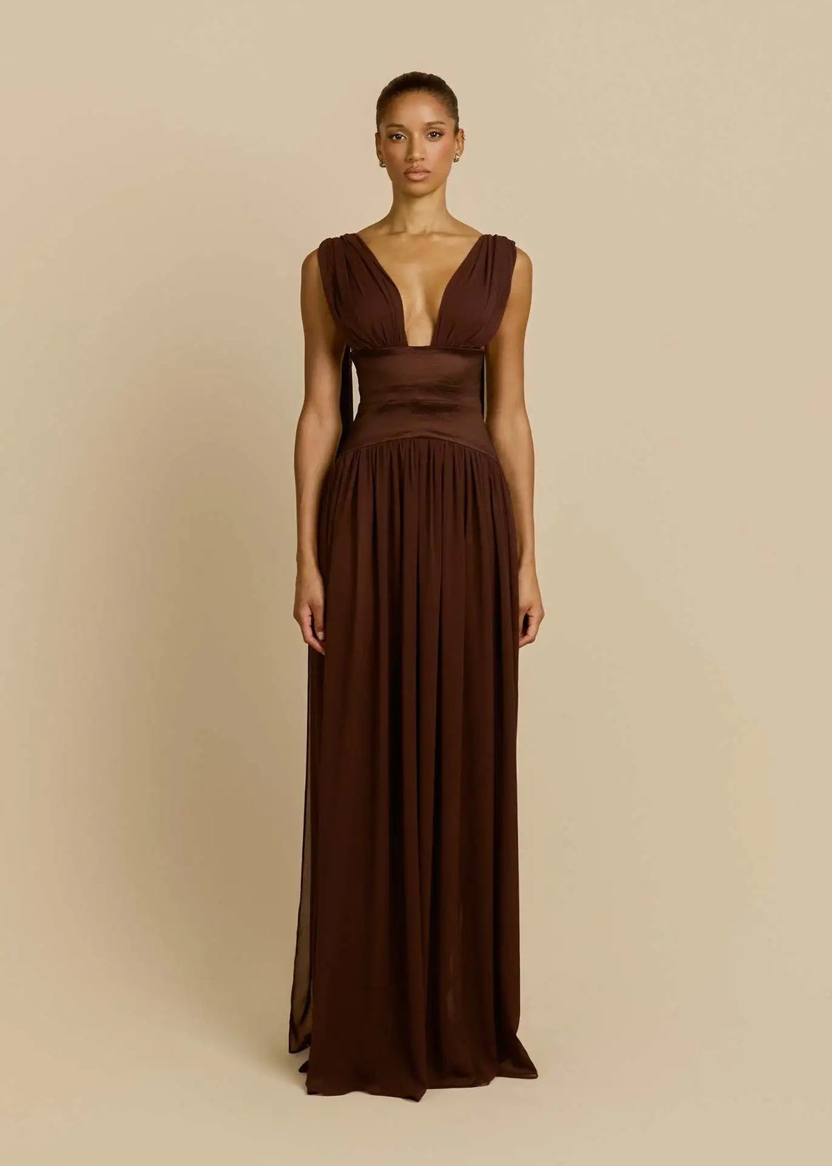 Maelle Draped Chiffon Maxi Dress