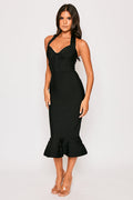 Open-back halter bandage dress elegant dress Aclosy