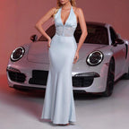 Halter Stitching Lace Backless Dress #aclosyESL