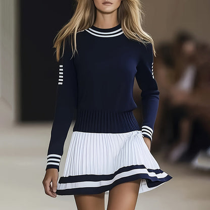 Women's Long Sleeve Sweater Dress Fall Crewneck Ribbed Knit A-Line Casual Mini Dresses Aclosy