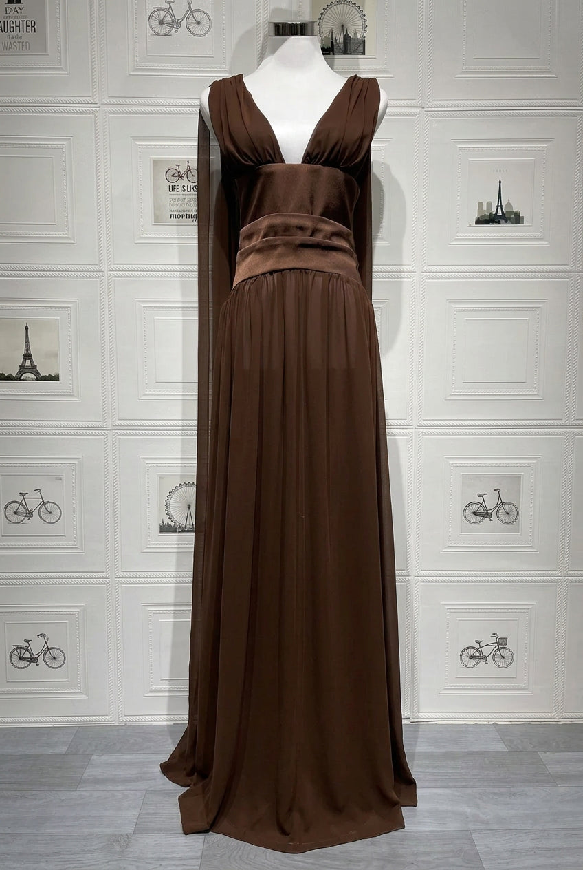 Maelle Draped Chiffon Maxi Dress