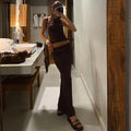 Halter Spaghetti Straps Vest Slim Fit Solid Skirt Suit Aclosy