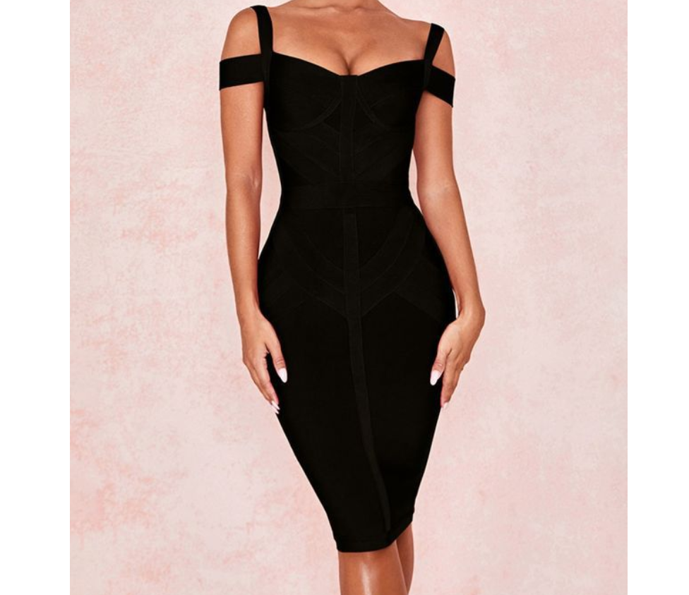 Strapless shoulder tight dress Aclosy