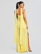 Maliya Halter Mesh Slit Maxi Dress