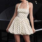 Polka Dot Brace Waist-tight Halter Holiday Tulle Tutu Dress #aclosyESL