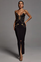 Chain Diamond Slim Fit Tight Bandage Dress Aclosy