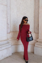 Athena Elegant Burgundy Dress-Set