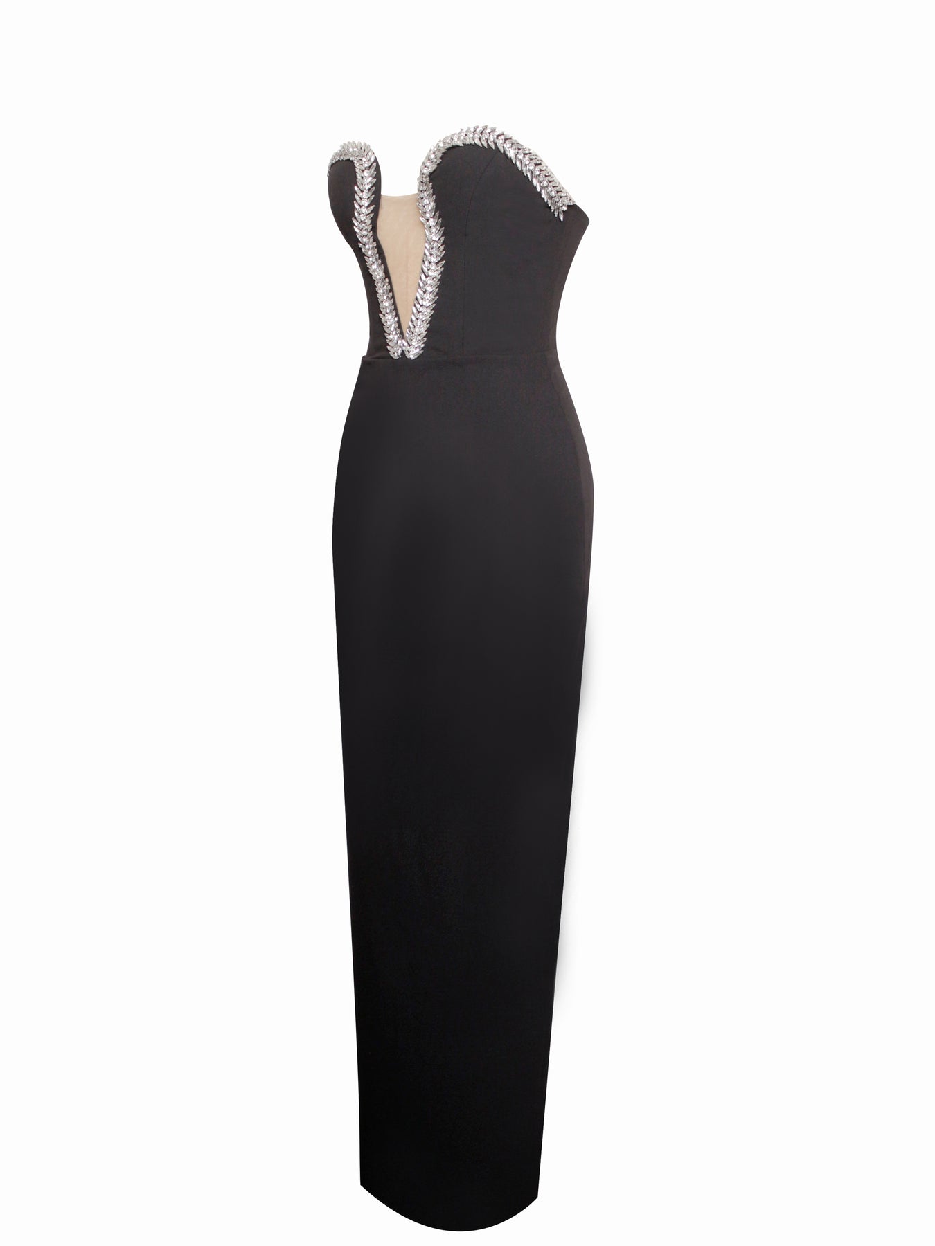 Summer Tube Top V-neck Diamond Black Bandage One-piece Dress aclosy