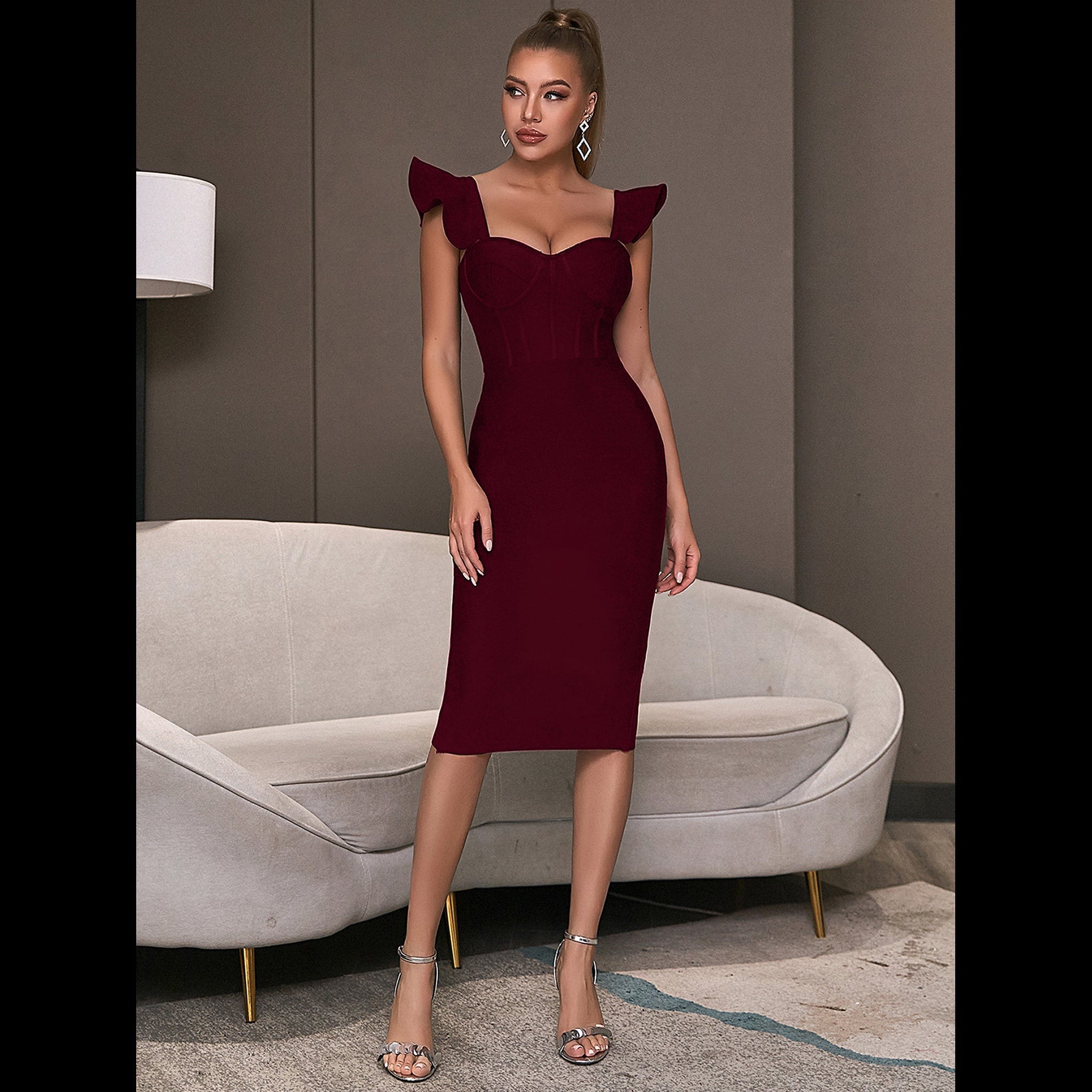 Women's Elegant Solid Color Hip-hugging Dress aclosy