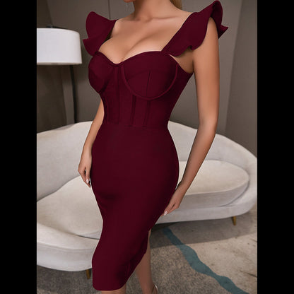 Women's Elegant Solid Color Hip-hugging Dress aclosy