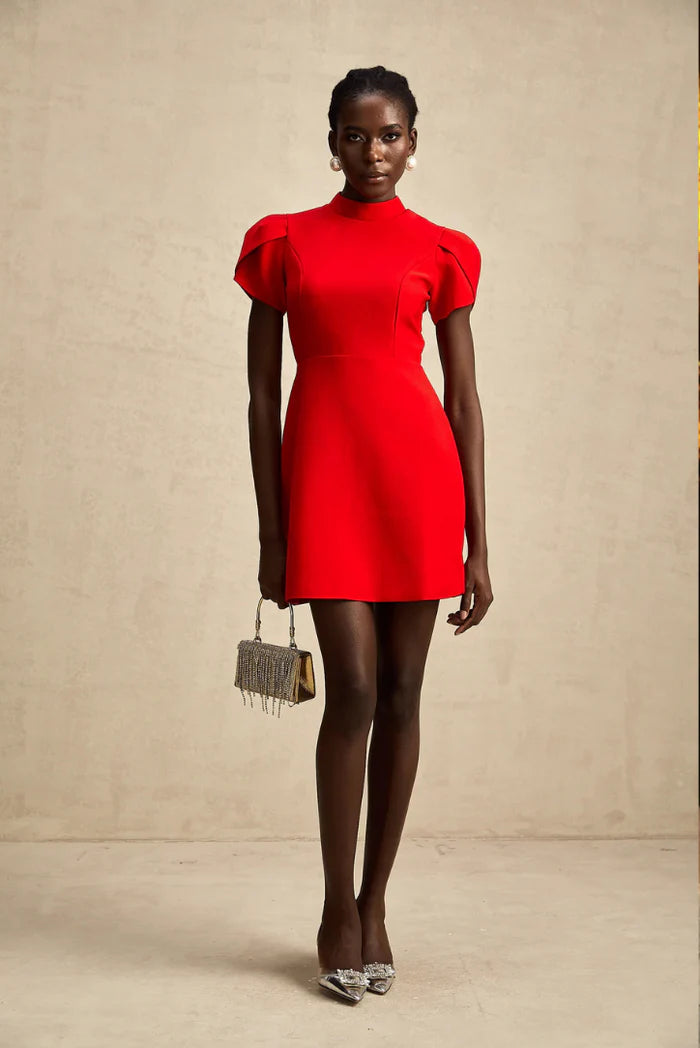 red turtleneck mini dress Gabriella Red Turtleneck Dress - S Size - Women's Dresses