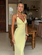 CHIC YELLOW HALTER MAXI DRESS