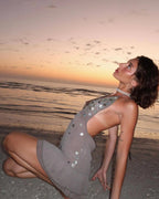 Halter Sequin Vacation Style Backless Dress