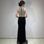 Women's Shiny Rhinestone Evening Dress Costume aclosy