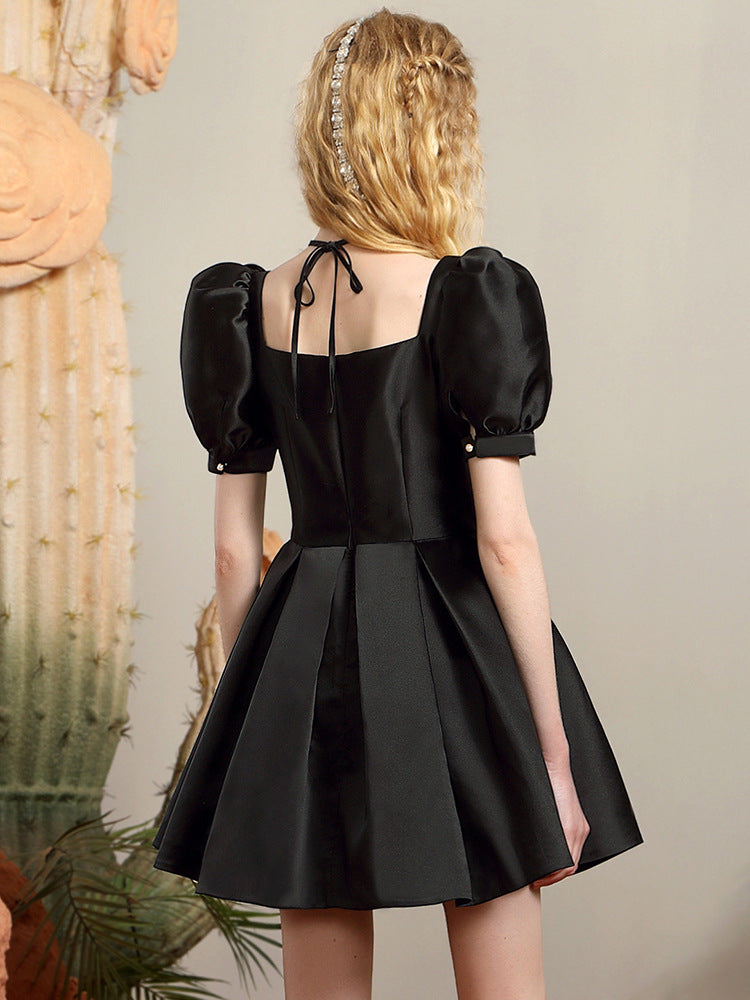 Women's Fashionable Elegant Three-dimensional Flower Patchwork Waist-slimming Slimming Dress Aclosy