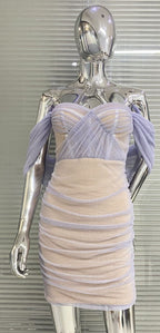 Off-the-shoulder Waist Tulle Dress Aclosy