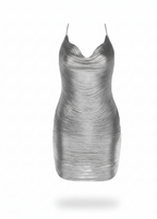Elika Silver Backless Party Mini Dress