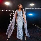 Sequined V-neck Evening Gown aclosy