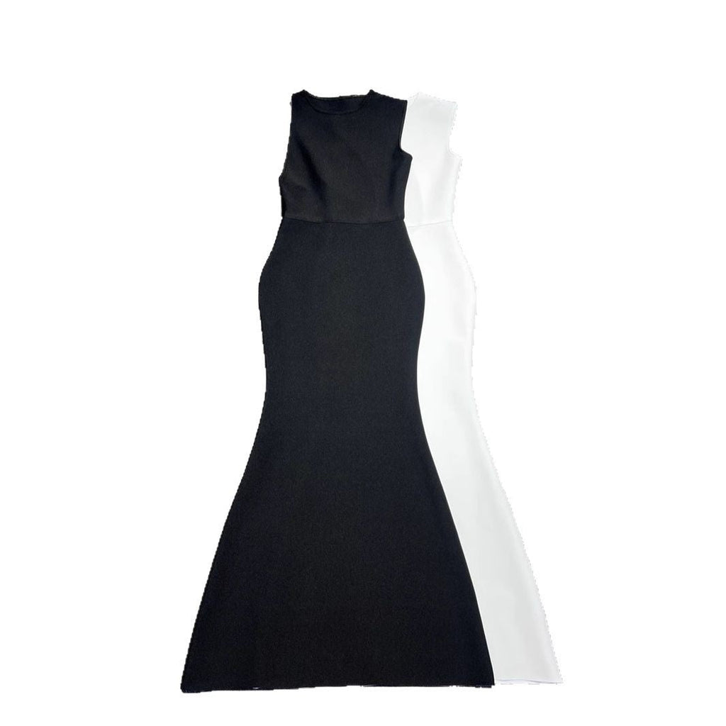 Round-neck Figure-hugging Slimming Backless Bandage Fishtail Dress aclosy