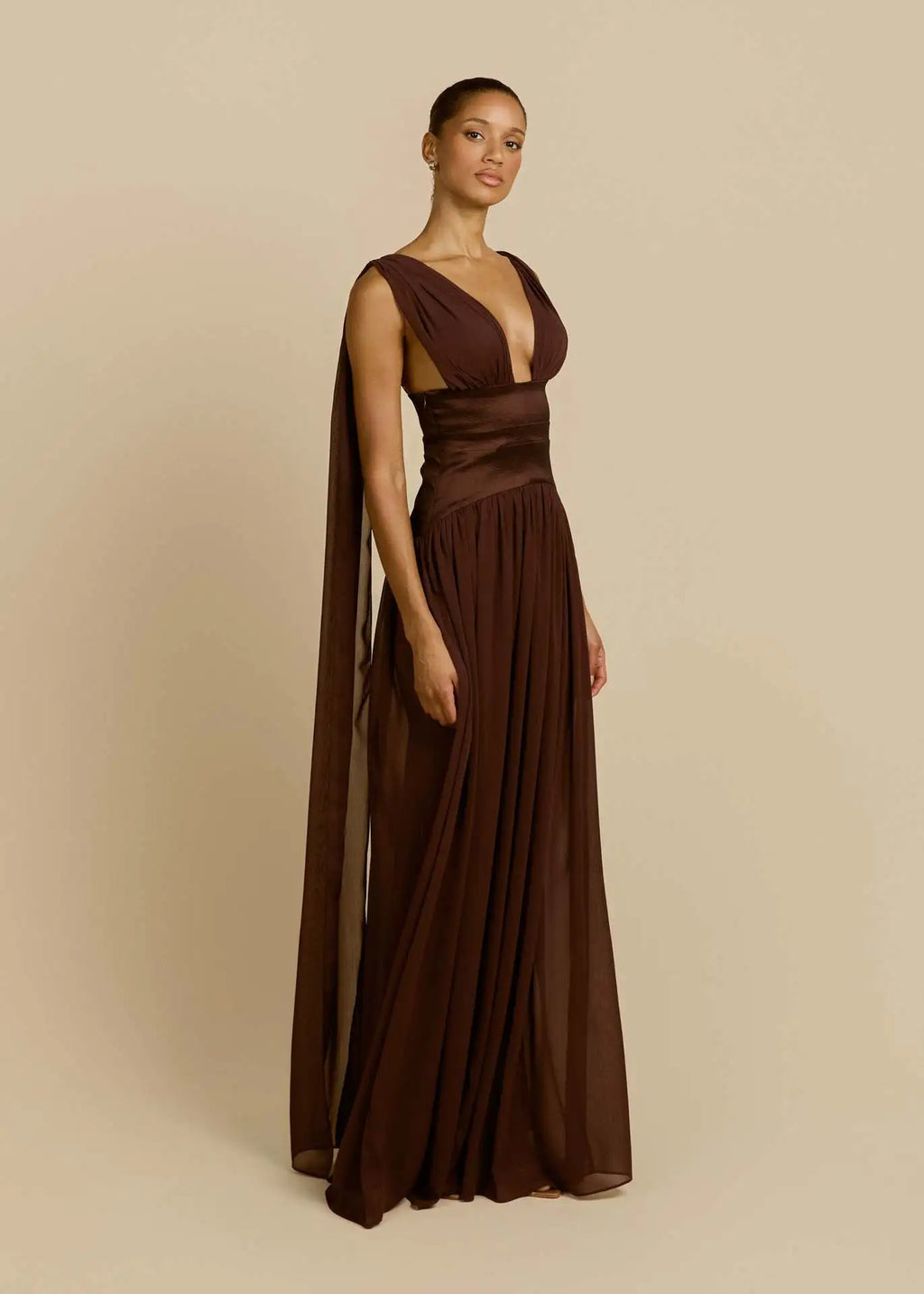 Maelle Draped Chiffon Maxi Dress
