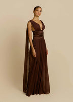 Maelle Draped Chiffon Maxi Dress