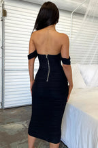 Lemily Ruched Draped Chiffon Dress